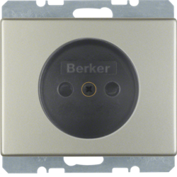 6161140104 Socket outlet without earthing contact with enhanced touch protection,  with screw terminals,  Berker Arsys,  stainless steel,  metal matt finish