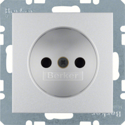 6167331404 Socket outlet without earthing contact with enhanced touch protection,  Berker S.1/B.3/B.7, aluminium,  matt,  lacquered