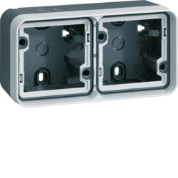 6719323505 Surface-mounted housing 2gang horizontal,  with frame surface-mounted Berker W.1, grey/light grey matt