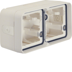 6719323512 Surface-mounted housing 2gang horizontal,  with frame surface-mounted Berker W.1, polar white matt