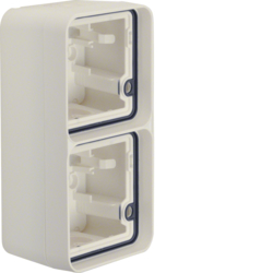 6719333502 Surface-mounted housing 2gang vertical,  with frame surface-mounted Berker W.1, polar white matt