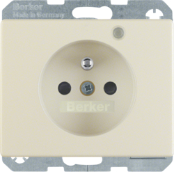 6765090002 Socket outlet with earth contact pin and monitoring LED with enhanced touch protection,  Screw-in lift terminals,  Berker Arsys,  white glossy