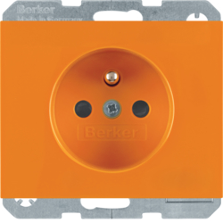 6765097014 Socket outlet with earth contact pin and monitoring LED with enhanced touch protection,  Screw-in lift terminals,  Berker K.1, orange glossy