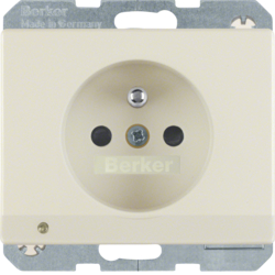 6765100002 Socket outlet with earthing pin and LED orientation light enhanced contact protection,  Screw-in lift terminals,  Berker Arsys,  white glossy
