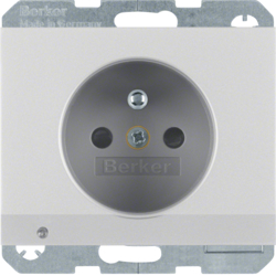 6765107003 Socket outlet with earthing pin and LED orientation light enhanced contact protection,  Screw-in lift terminals,  Berker K.5, aluminium,  matt,  lacquered