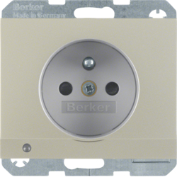 6765107004 Steckdose mit Schutzkontaktstift und LED-Orientierungslicht erhöhtem Berührungsschutz,  Schraub-Liftklemmen,  Berker K.5, edelstahl matt,  lackiert