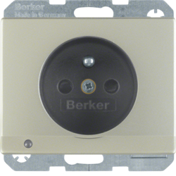6765109004 Socket outlet with earthing pin and LED orientation light enhanced contact protection,  Screw-in lift terminals,  Berker Arsys,  stainless steel,  lacquered