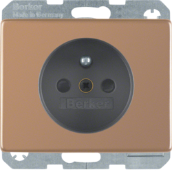 6765740007 Socket outlet with earthing pin with enhanced touch protection,  with screw terminals,  Berker Arsys Kupfer Med,  copper,  natural metal