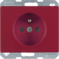6765750062 Socket outlet with earthing pin with enhanced touch protection,  with screw-in lift terminals,  Berker Arsys,  red glossy