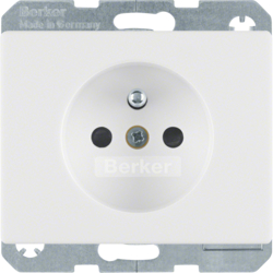 6765750069 Socket outlet with earthing pin with enhanced touch protection,  with screw-in lift terminals,  Berker Arsys,  polar white glossy
