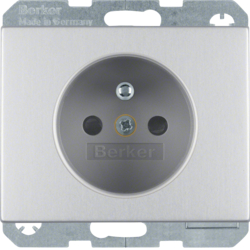 6765757003 Socket outlet with earthing pin with enhanced touch protection,  with screw-in lift terminals,  Berker K.5, Aluminium,  aluminium anodised