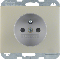 6765757004 Socket outlet with earthing pin with enhanced touch protection,  with screw-in lift terminals,  Berker K.5, stainless steel,  metal matt finish