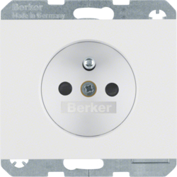 6765757009 Socket outlet with earthing pin with enhanced touch protection,  with screw-in lift terminals,  Berker K.1, polar white glossy