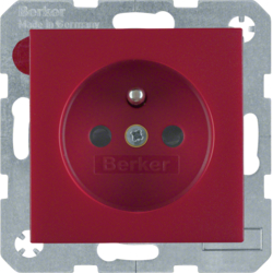 6765760062 Socket outlet with earthing pin with enhanced touch protection,  Screw-in lift terminals,  Berker S.1/B.3/B.7, red matt