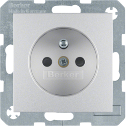 6765761404 Socket outlet with earthing pin with enhanced touch protection,  with screw-in lift terminals,  Berker S.1/B.3/B.7, aluminium,  matt,  lacquered