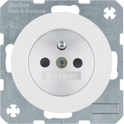 6765762089 Socket outlet with earthing pin with enhanced touch protection,  with screw-in lift terminals,  Berker R.1/R.3/R.8, polar white glossy