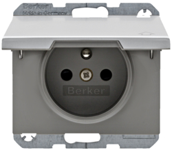 6765777103 Socket outlet with earthing pin and hinged cover with enhanced touch protection,  with screw-in lift terminals,  Berker K.5, Aluminium,  aluminium anodised