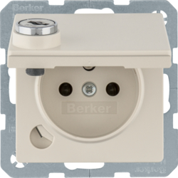 6768116082 Socket outlet with earthing pin and hinged cover with enhanced touch protection,  with lock - differing lockings,  Berker Q.1