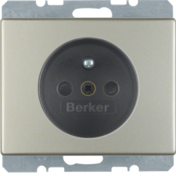 6768740004 Socket outlet with earthing pin with enhanced touch protection,  Berker Arsys,  stainless steel,  metal matt finish