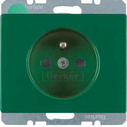 6768750063 Socket outlet with earthing pin with enhanced touch protection,  Berker Arsys,  green glossy