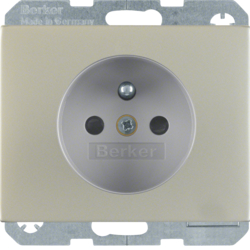 6768757004 Socket outlet with earthing pin with enhanced touch protection,  Berker K.5, stainless steel,  metal matt finish
