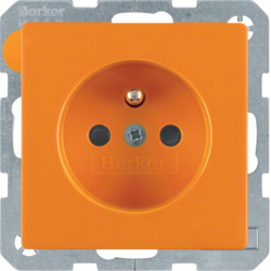6768766014 Socket outlet with earthing pin with enhanced touch protection,  Berker Q.1/Q.3/Q.7/Q.9, orange velvety