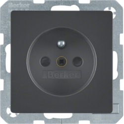 6768766086 Socket outlet with earthing pin with enhanced touch protection,  Berker Q.1/Q.3/Q.7/Q.9, anthracite velvety,  lacquered