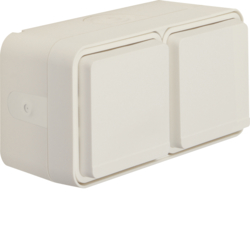 6768823512 Double socket outlet with earthing pin and hinged cover surface-mounted Berker W.1, polar white matt