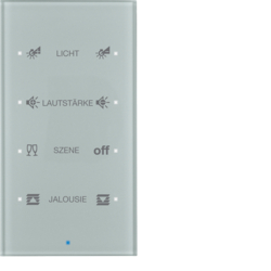 75144134 KNX Glass sensor 4gang comfort with integral bus coupling unit,  KNX - Berker TS Sensor - configured,  glass aluminium