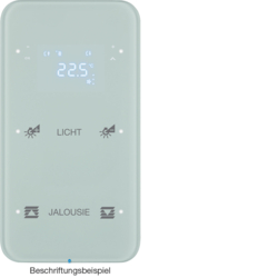 75642160 Touch sensor 2gang with thermostat Display,  integrated bus coupling unit,  KNX - Berker R.1 - configured,  glass polar white