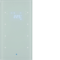 75643030 KNX Glass sensor 3gang with thermostat Display,  integrated bus coupling unit,  KNX - Berker TS Sensor,  glass polar white