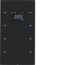 75643055 Touch sensor 3gang with thermostat Display,  integrated bus coupling unit,  KNX - Berker R.3, glass black