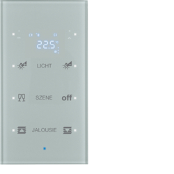 75643134 KNX Glass sensor 3gang with thermostat Display,  integrated bus coupling unit,  KNX - Berker TS Sensor - configured,  glass aluminium