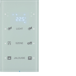 75643150 Touch sensor 3gang with thermostat Display,  integrated bus coupling unit,  KNX - Berker R.3 - configured,  glass polar white
