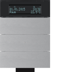 75663694 B.IQ IR push-button 3gang with thermostat Display,  KNX - Berker B.IQ,  Aluminium,  aluminium anodised