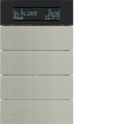 75664593 B.IQ push-button 4gang with thermostat Display,  KNX - Berker B.IQ,  Stainless steel,  metal brushed