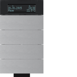 75664694 B.IQ IR push-button 4gang with thermostat Display,  Aluminium,  aluminium anodised