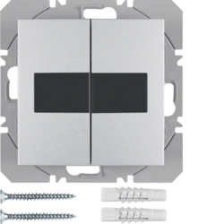 85656183 KNX radio wall-transmitter 2gang flat solar quicklink Berker S.1/B.3/B.7, aluminium,  matt,  lacquered