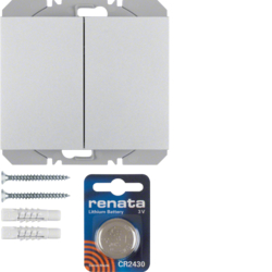 85656277 KNX radio wall-transmitter 2gang flat quicklink Berker K.5, aluminium,  matt,  lacquered