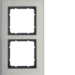 10123606 Frame 2gang vertical Berker B.7, Stainless steel/anthracite matt,  metal brushed