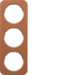 10132369 Frame 3gang Berker R.1, brown/polar white glossy,  embossed leather