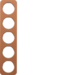 10152369 Frame 5gang Berker R.1, brown/polar white glossy,  embossed leather