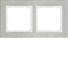 10223609 Frame 2gang horizontal Berker B.7, Stainless steel/polar white matt,  metal brushed