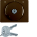 10790101 Centre plate with lock and push lock function for switch for blinds Key can be removed in 3 positions,  Berker Arsys,  brown glossy