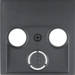 12031606 Centre plate for aerial socket 2-/3hole Berker S.1/B.3/B.7, anthracite,  matt