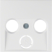 12031909 Centre plate for aerial socket 2-/3hole Berker S.1/B.3/B.7, polar white matt