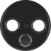 12032045 Centre plate for aerial socket 2-/3hole Berker R.1/R.3/R.classic,  black glossy