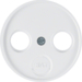 12032089 Centre plate for aerial socket 2-/3hole Berker R.1/R.3/R.classic,  polar white glossy