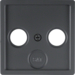 12036086 Centre plate for aerial socket 2-/3hole Berker Q.1/Q.3/Q.7/Q.9, anthracite velvety,  lacquered