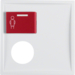 12178989 Centre plate with plug-in opening,  red button at top polar white glossy